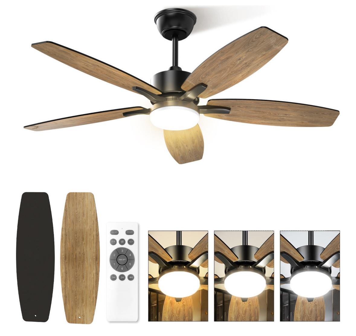 Ventilador De Techo Modernos De 42 Pulgadas, Ventilador De Techo Con Luz Led Y Control Remoto