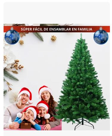 Árbol Pino Navidad Artificial Base Metal 1.6 Mts 450 Ramas Color Verde Oscuro