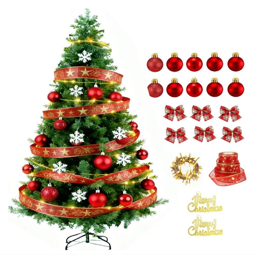 Árbol De Navidad 210cm Con Tira De 140 Led Con Controlador